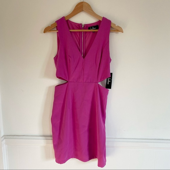 LULU’S Backstage Pass Magenta Cutout Dress NWT S - Picture 4 of 6